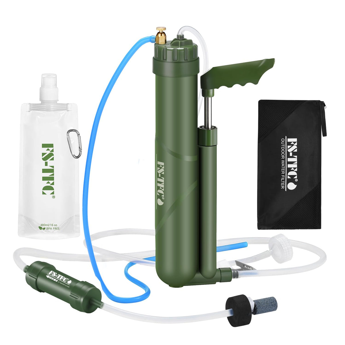 FS-TFC Portable Reverse Osmosis Water Filtration System 0.0001 Micron Super-high Precision Water Purification Survival Gear for Hiking Camping Travel and Emergency Preparedness